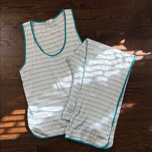 Women's Striped Pajama Set with Teal Trim